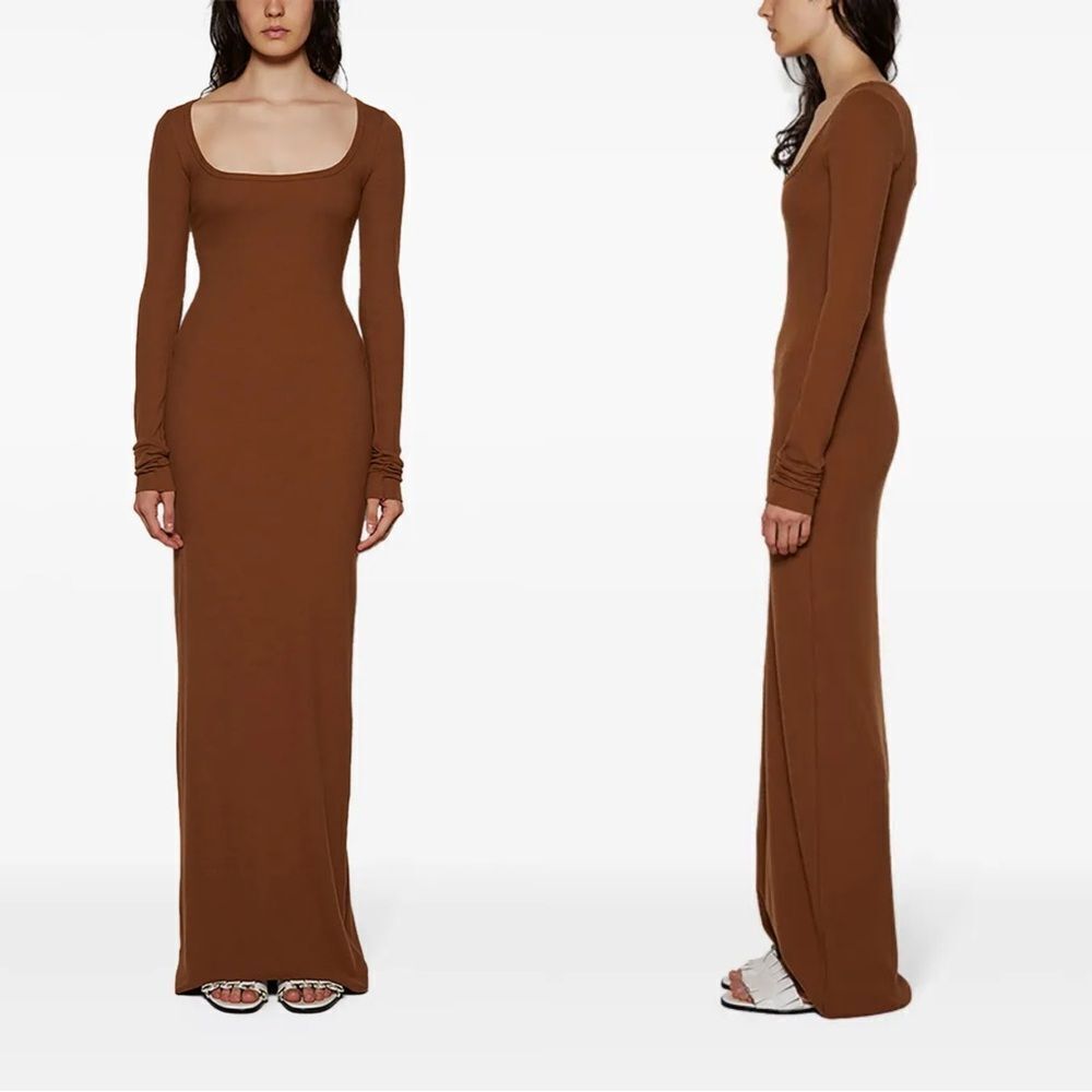NWT ETERNE Ribbed super soft cotton long sleeve maxi dress